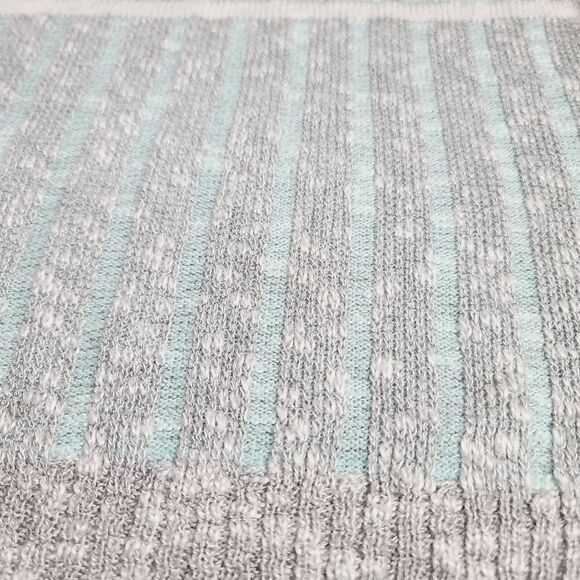 Vintage 80s 90s Mint Green Grey Striped Loose Knit Slouchy Sweater - Picture 11 of 12